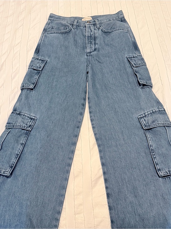 Favorite Daughter Denim - Favorite Daughter Carly Cargo Wide-Leg Jeans - Light Blue Denim
